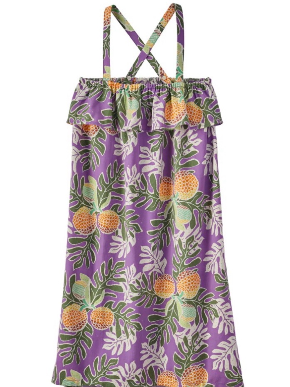 Patagonia Pataloha Purple Floral Tropical Print Sundress Orange Hawaii